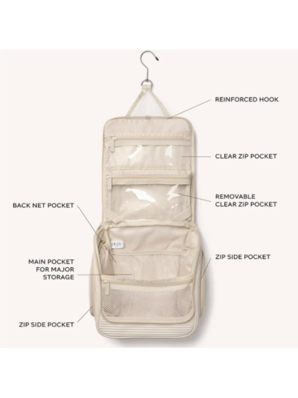 NWT Dezi Pack It All Multi-Purpose Hanging Travel Bag - Cream